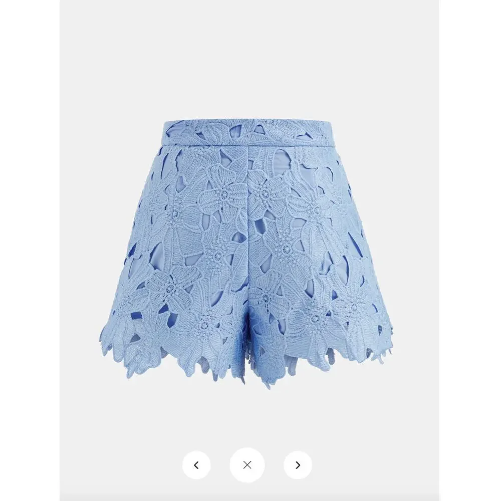 NWT Commense Floral Lace Cropped Shirt & Shorts Set Sz S